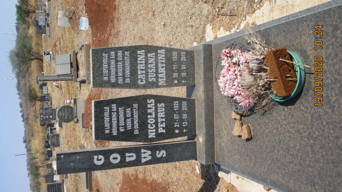 GOUWS Nicolaas Petrus 1929-2000 &amp; Catrina Susana Martina 1935-2015
