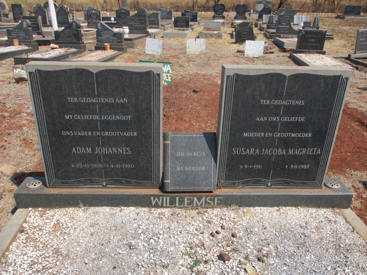 WILLEMSE Adam Johannes 1908-1980 &amp; Susara Jacoba Magrieta 1911-1982
