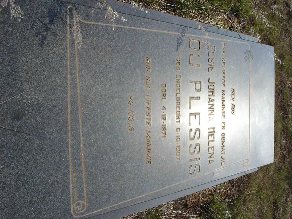 PLESSIS Elsie Johanna Helena, du nee ENGELBRECHT 1907-1971