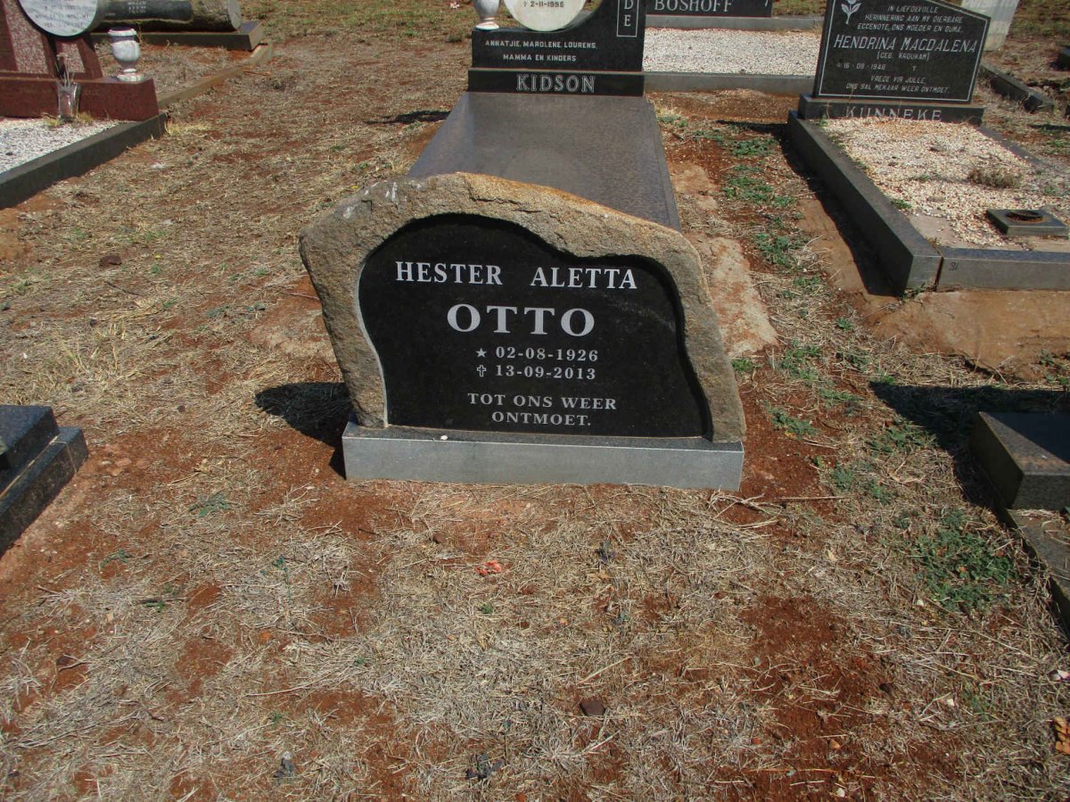 OTTO Hester Aletta 1926-2013