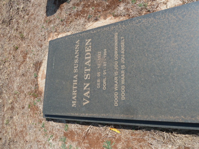 STADEN Martha Susanna, van 1922-1994