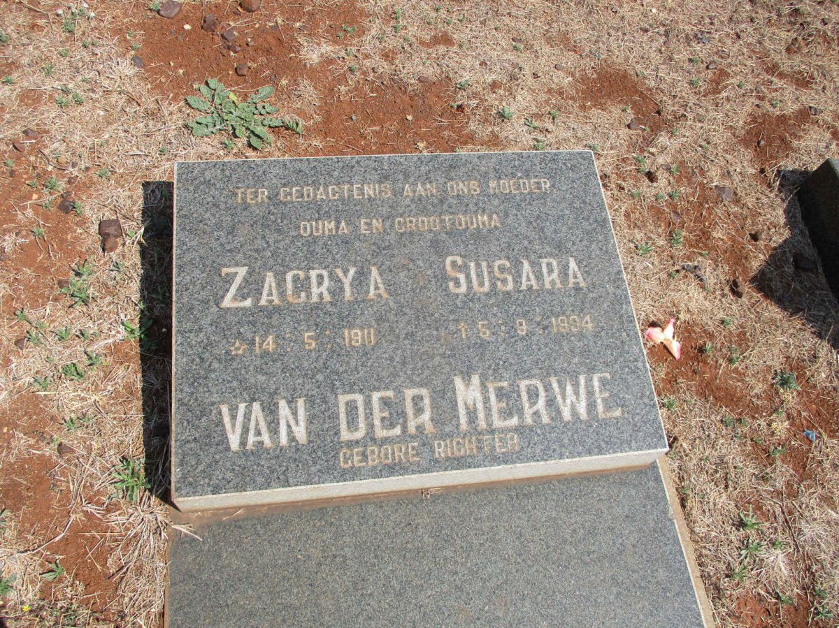 MERWE Zagrya Susara, van der nee RICHTER 1911-1994