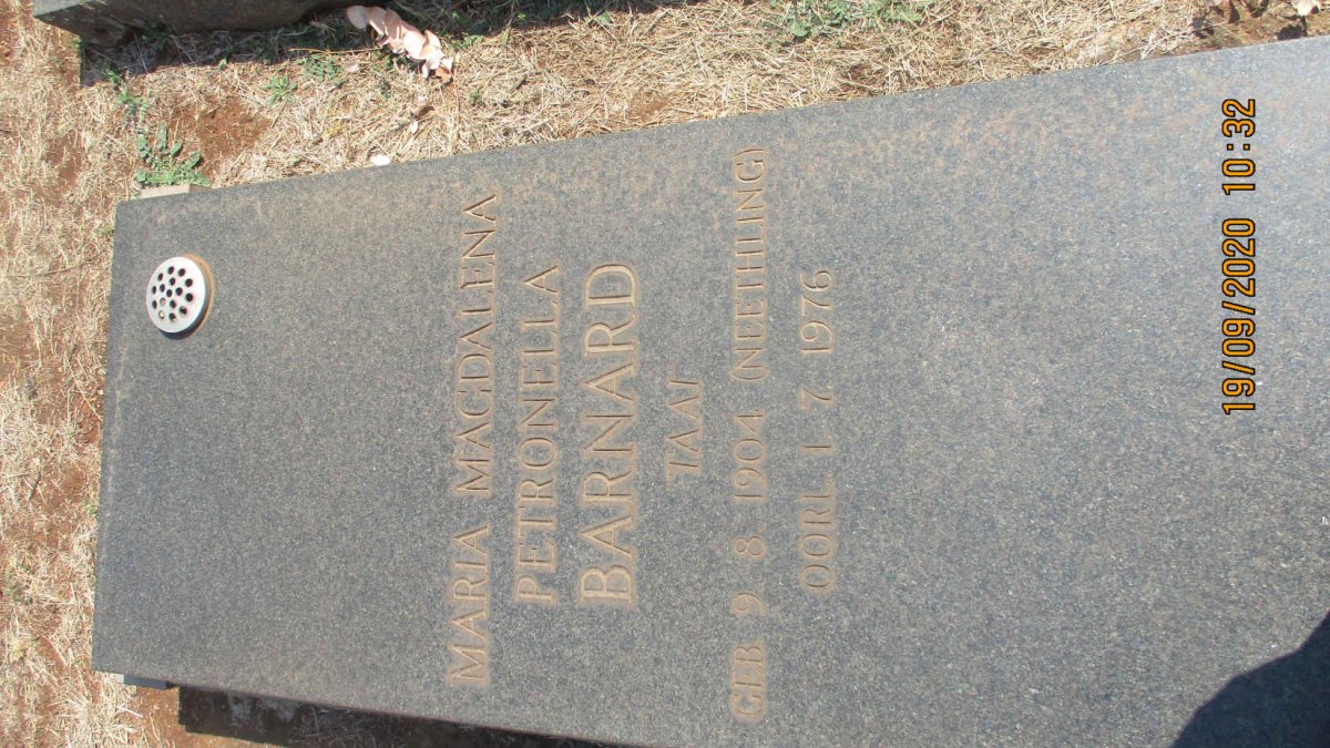 BARNARD Maria Magdalena Petronella nee NEETHLING 1904-1976