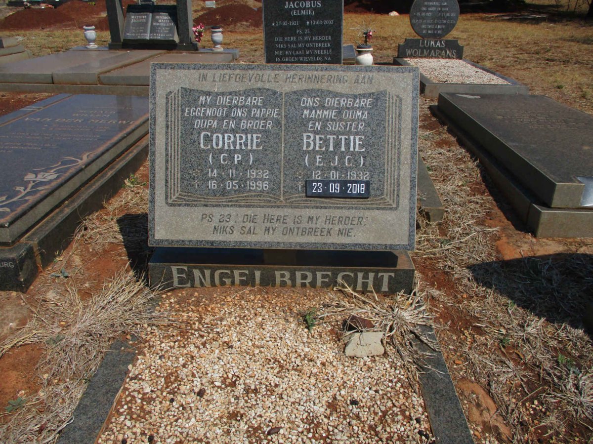 ENGELBRECHT C.P. 1932-1996 &amp; E.J.G. 1932-2018