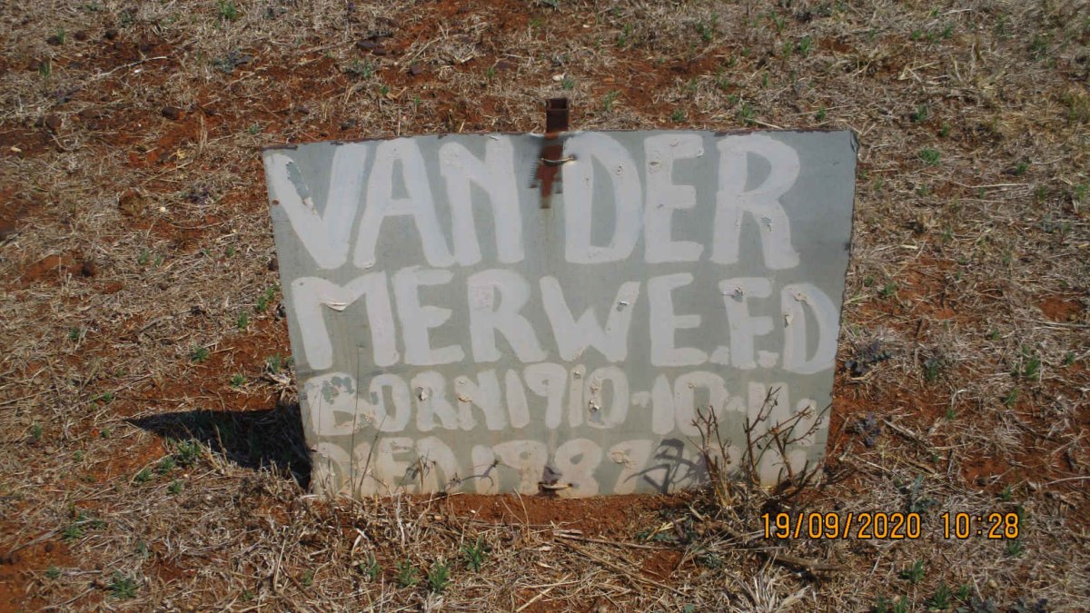 MERWE F.D., van der 1910-1989