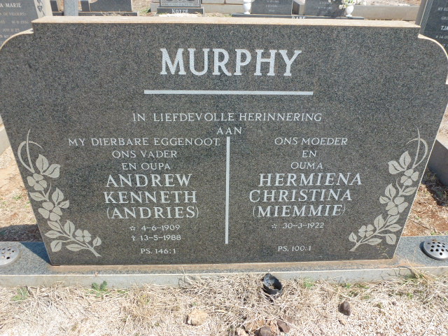 MURPHY Andrew Kenneth 1909-1988 &amp; Hermiena Christina 1922-