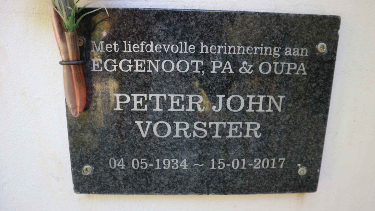 VORSTER Peter John 1934-2017