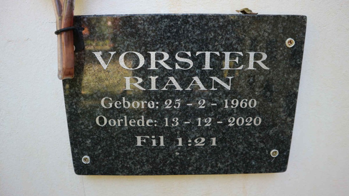 VORSTER Riaan 1960-2020