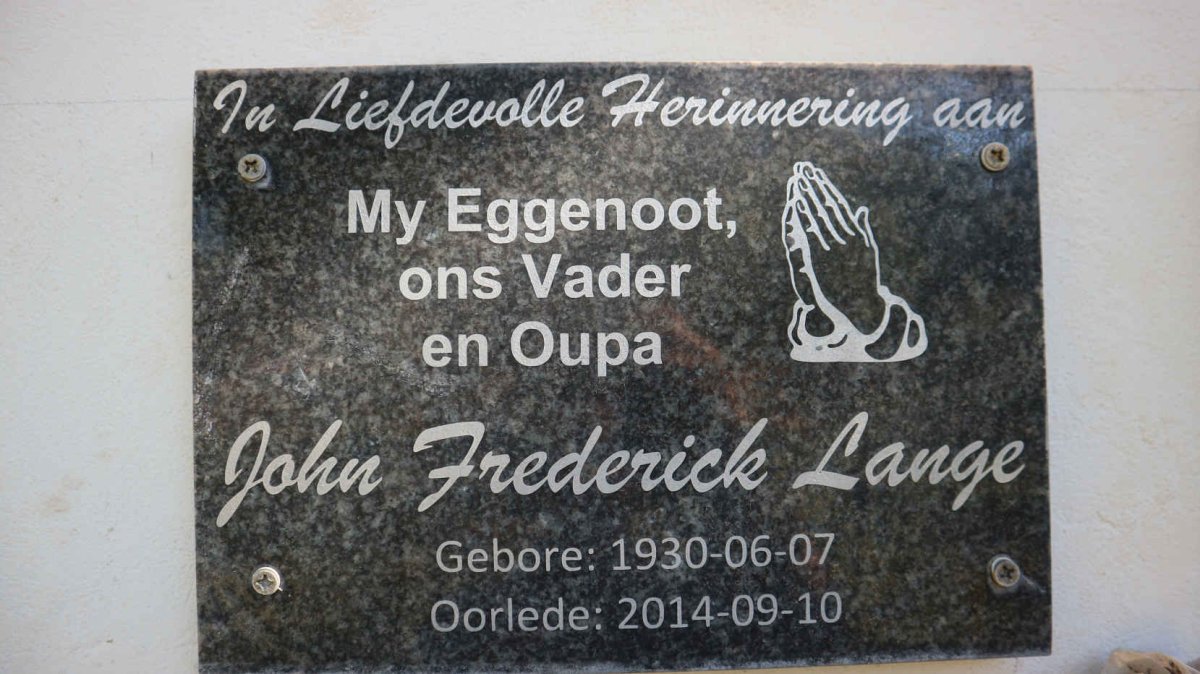 LANGE John Frederick 1930-2014