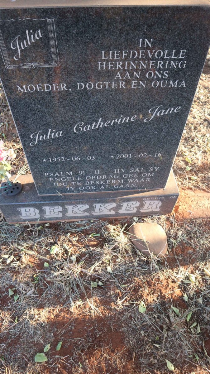BEKKER Julia Catherine Jane 1952-2001
