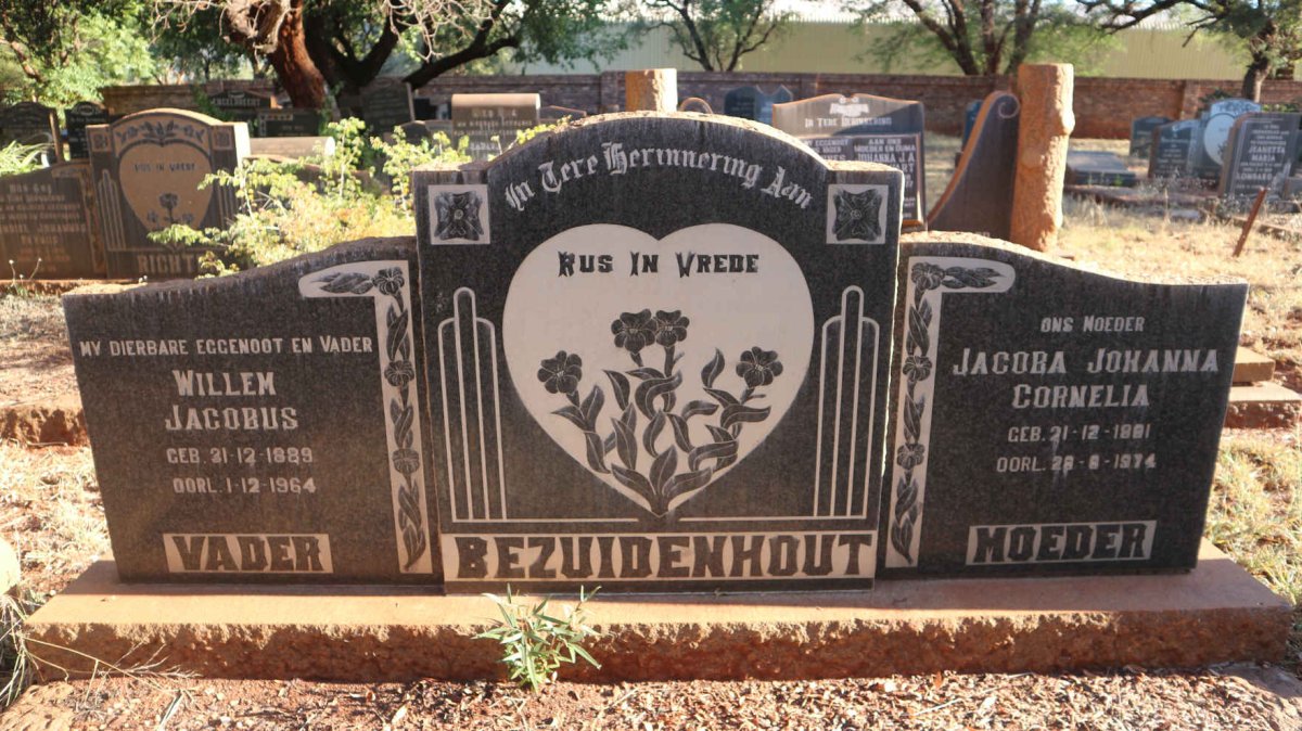 BEZUIDENHOUT Willem Jacobus 1889-1964 &amp; Jacoba Johanna Cornelia 18?1-1974