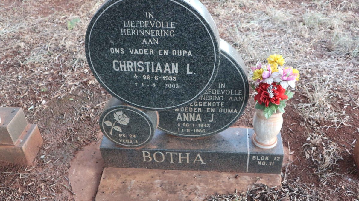 BOTHA Christiaan L. 1933-2003 &amp; Anna J. 1943-1986