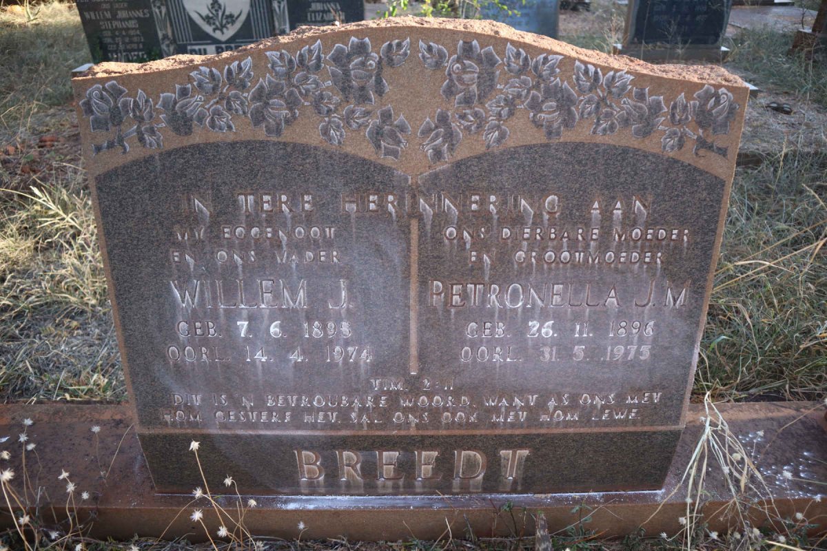 BREEDT Willem J. 1895-1974 &amp; Petronella J.M. 1896-1975