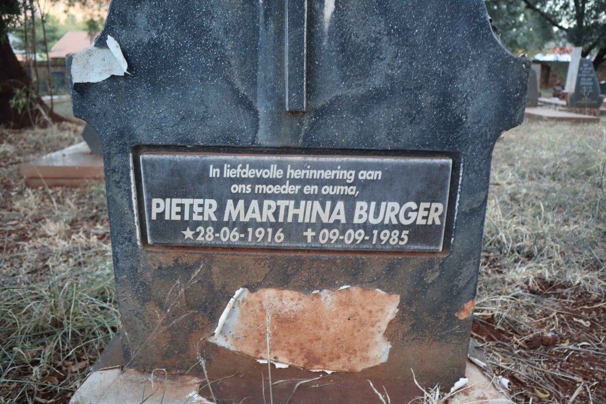 BURGER Pieter Marthina 1916-1985