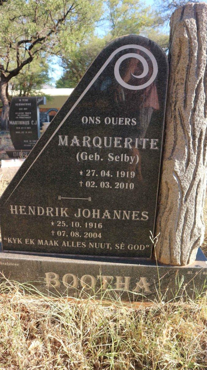 BOOTHA Hendrik Johannes 1916-2004 &amp; Marquerite SELBY 1919-2010