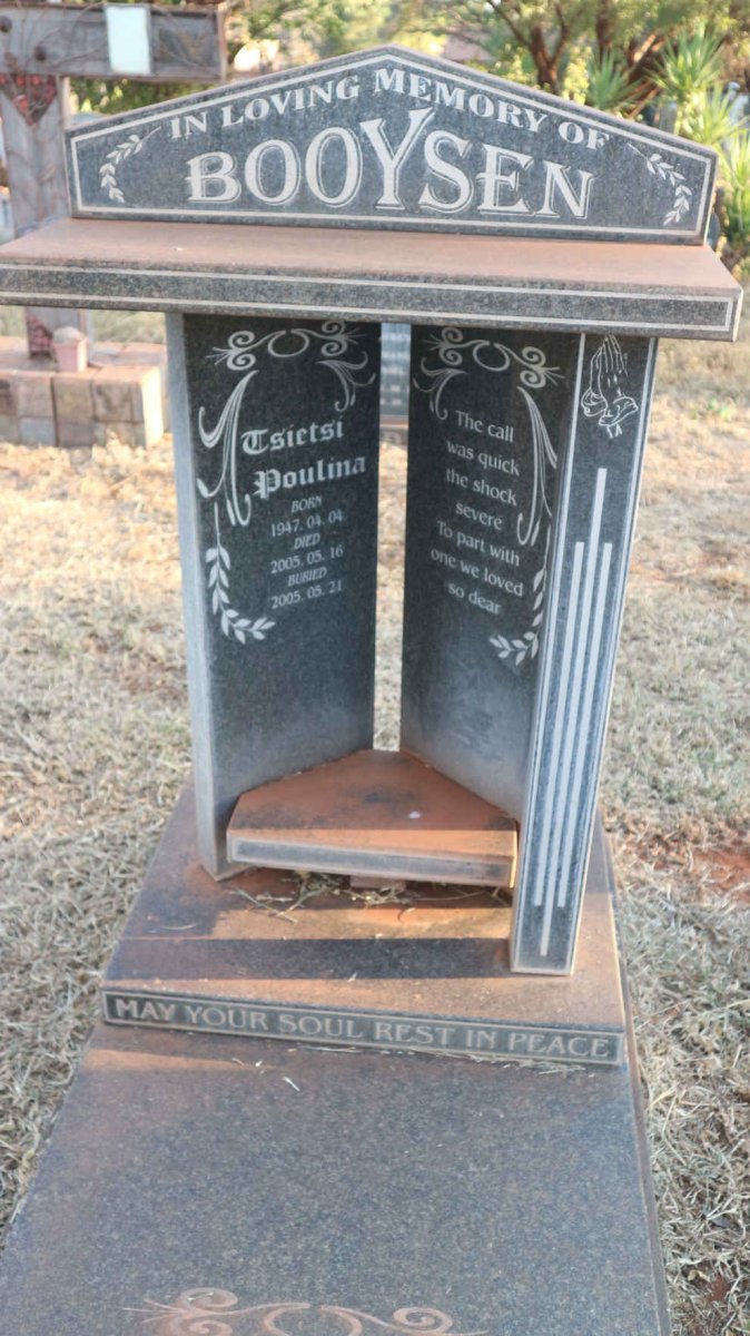 BOOYSEN Tsietsi Poulina 1947-2005