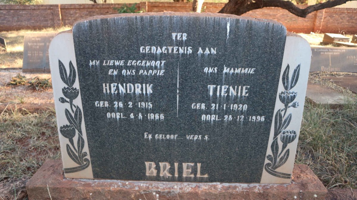 BRIEL Hendrik 1915-1966 &amp; Tienie 1920-1996