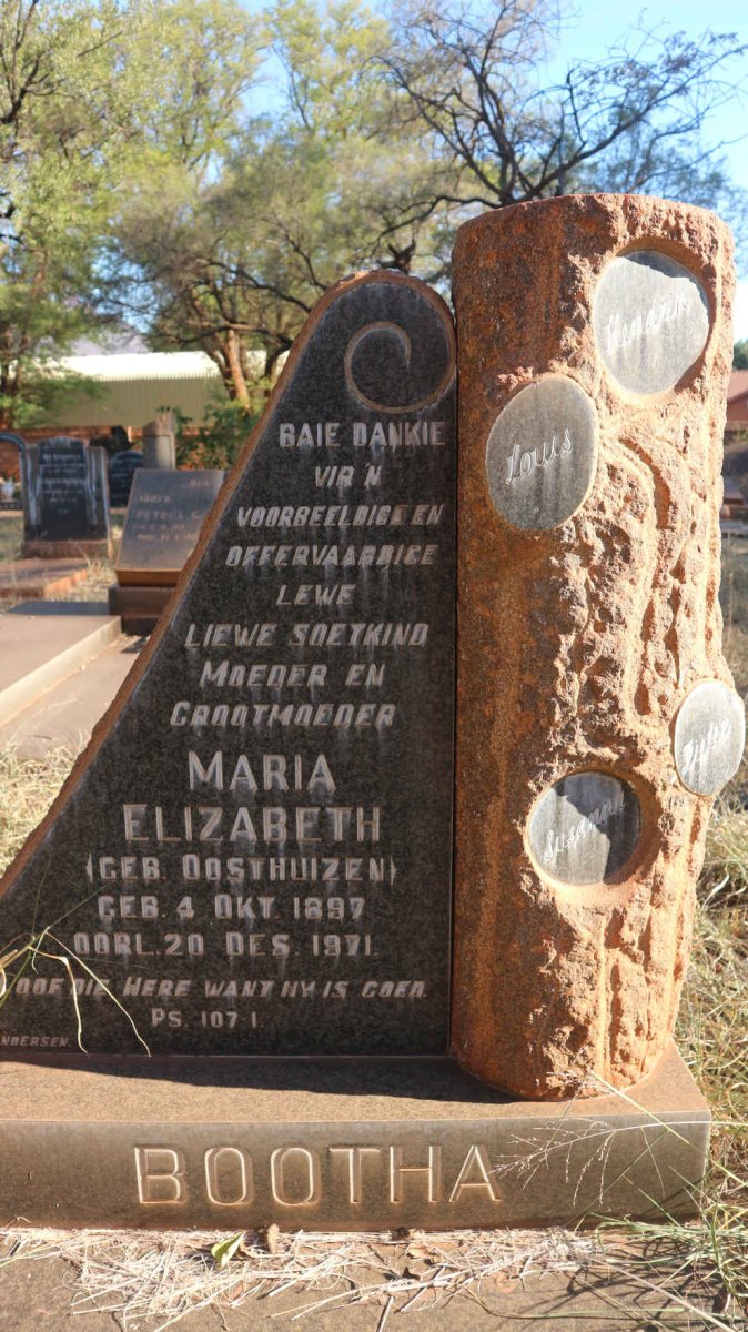 BOOTHA Maria Elizabeth nee OOSTHUIZEN 1897-1971