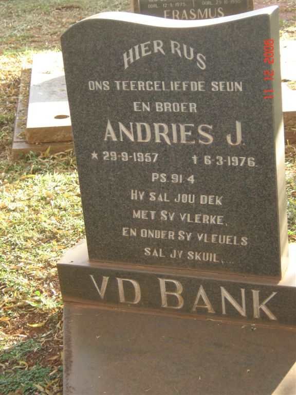 BANK Andries J., van der  1957-1976