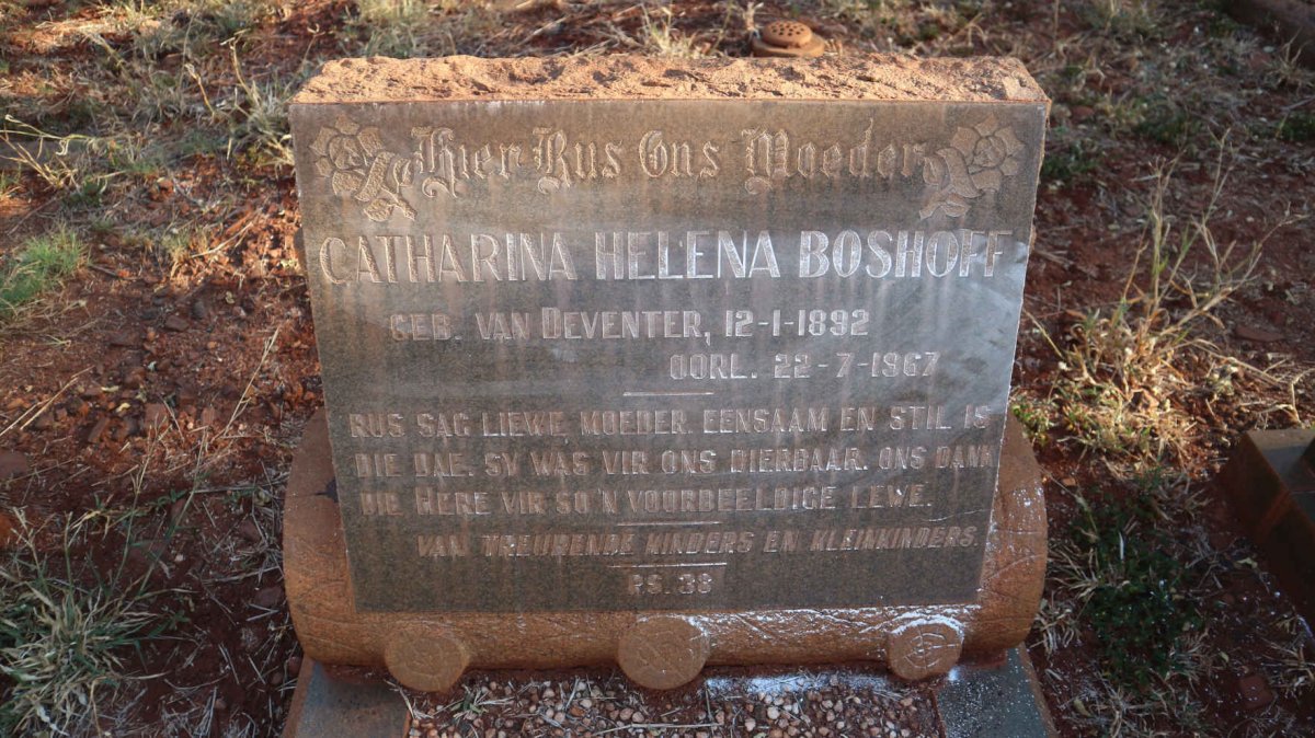 BOSHOFF Catharina Helena nee VAN DEVENTER 1892-1967