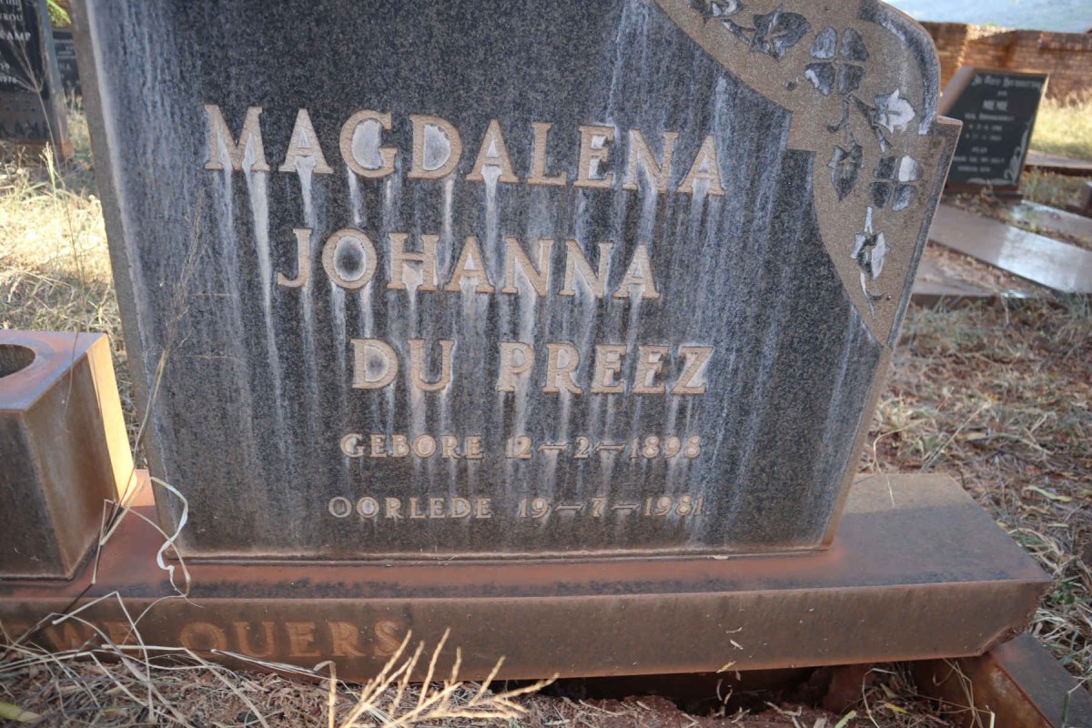 BEER Anthonie Johannes, de 1886-1930 &amp; Magdalena Johanna DU PREEZ 1898-1981