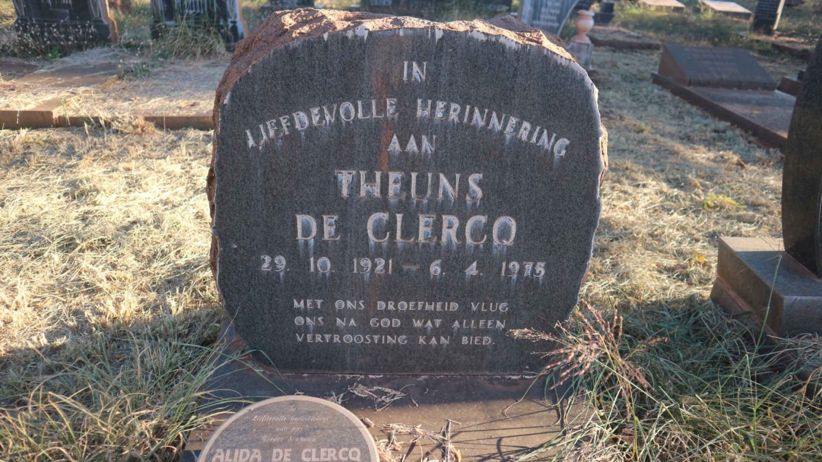 CLERCQ Theuns, de 1921-1975 &amp; Alida WELDON 1924-2009 :: STEENKAMP Maritha nee DE CLERCQ 1944-2004