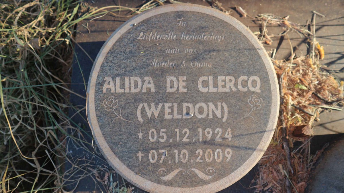 CLERCQ Theuns, de 1921-1975 &amp; Alida WELDON 1924-2009 :: STEENKAMP Maritha nee DE CLERCQ 1944-2004