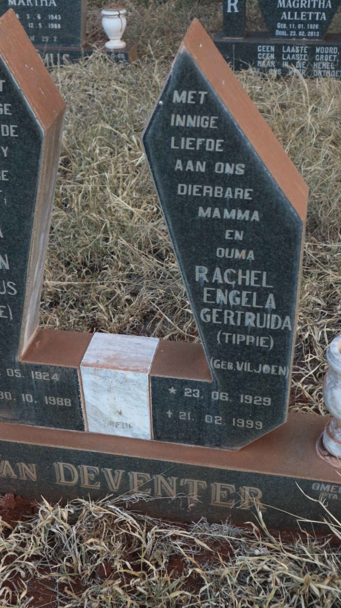 DEVENTER Gideon Jacobus, van 1924-1988 &amp; Rachel Engela Gertruida VILJOEN 1929-1999