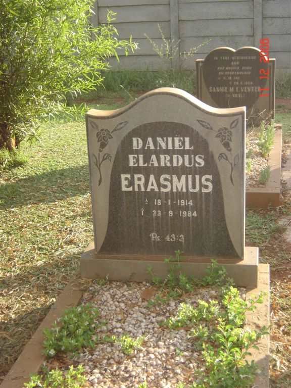 ERASMUS Daniel Elardus 1914-1984