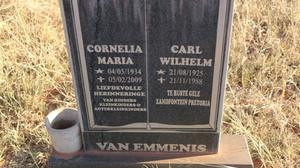 EMMENIS Carl Wilhelm, van 1925-1988 &amp; Cornelia Maria 1934-2009