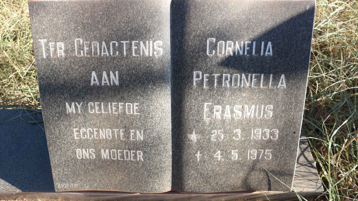 ERASMUS Cornelia Petronella 1933-1975