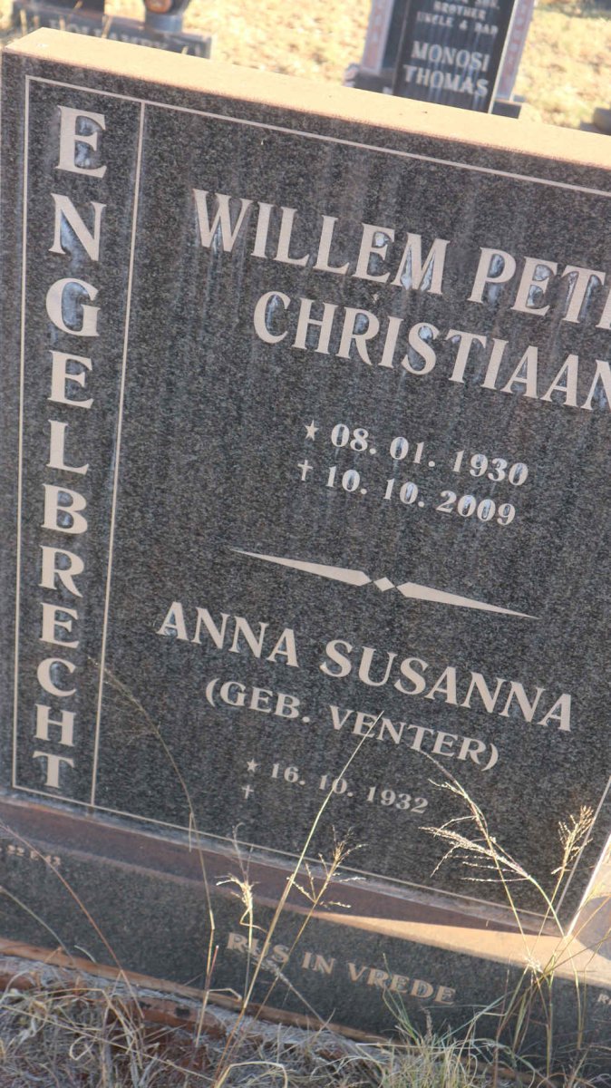 ENGELBRECHT Willem Petrus Christiaan 1930-2009 &amp; Anna Susanna VENTER 1932-