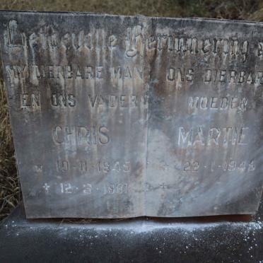 ERASMUS Chris 1945-1981 &amp; Martie 1945-
