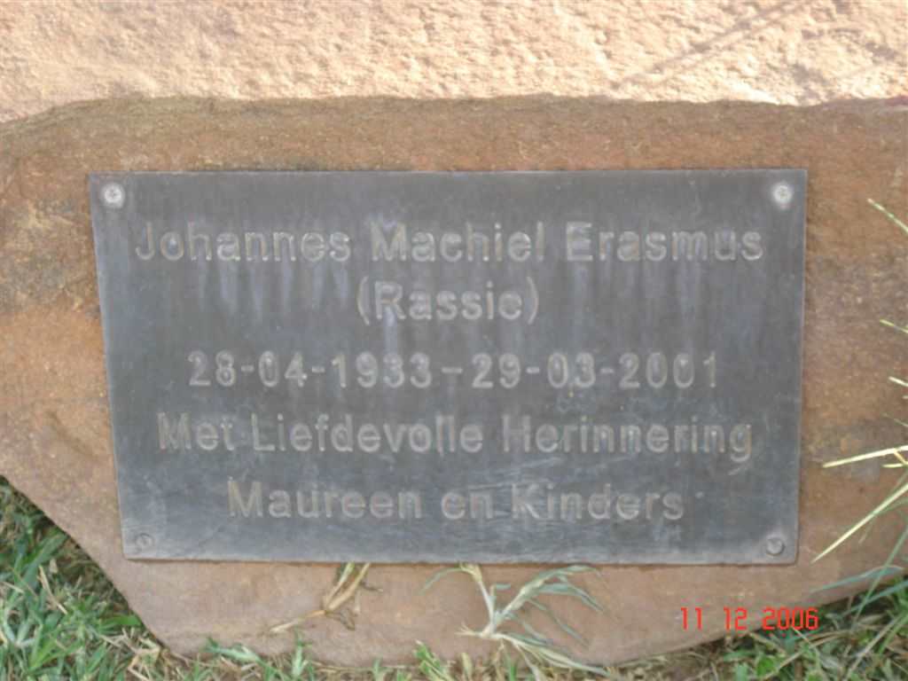 ERASMUS Johannes Machiel 1933-2001