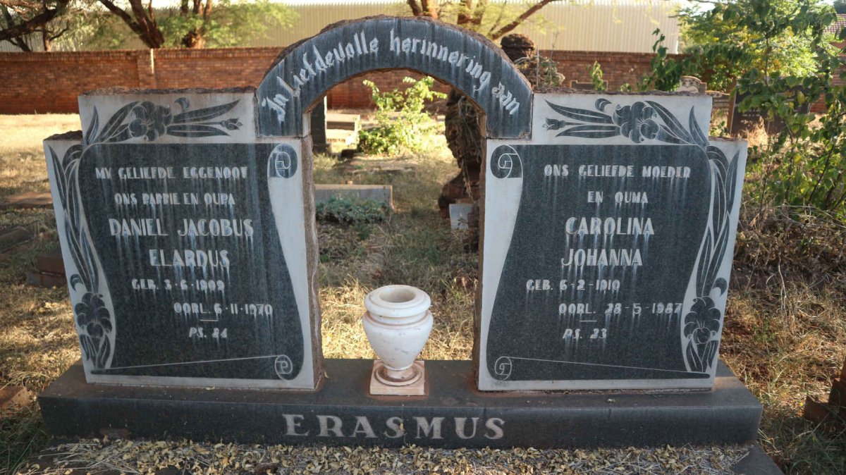 ERASMUS Daniel Jacobus Elardus 1909-1970 &amp; Carolina Johanna 1910-1987