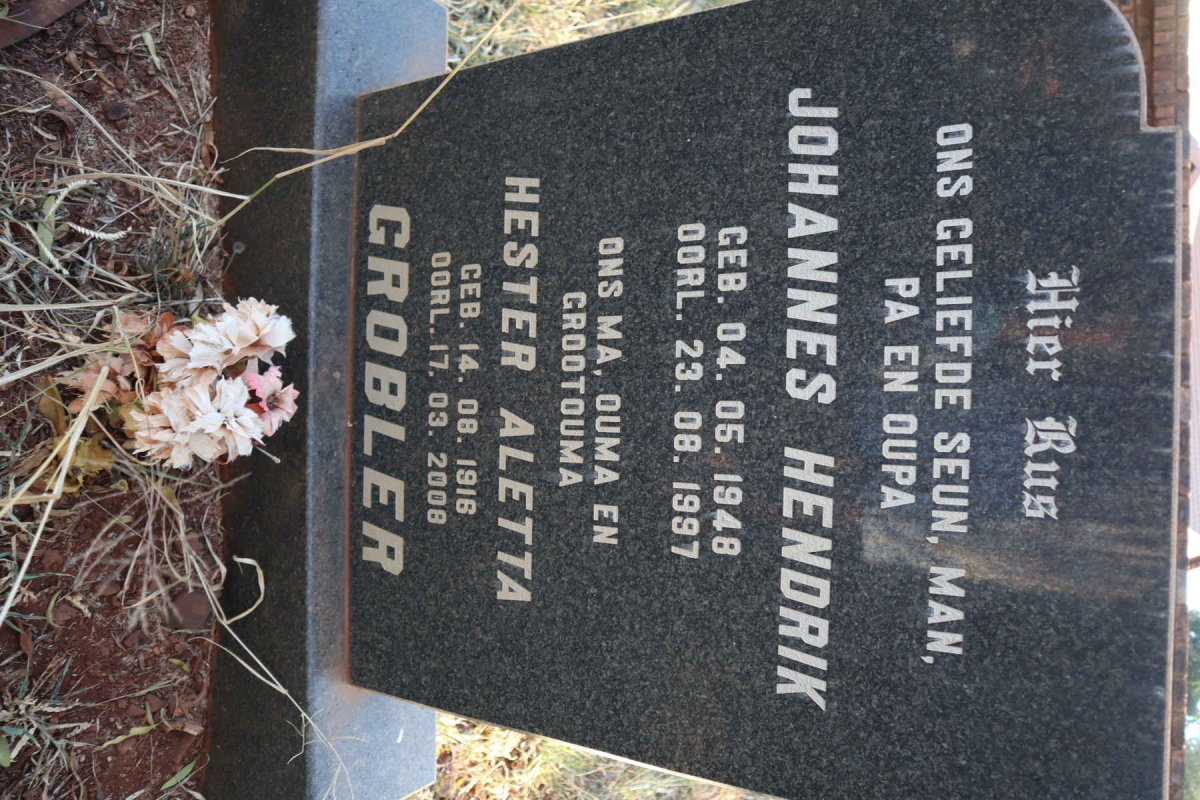 GROBLER Johannes Hendrik 1948-1997 :: GROBLER Hester Aletta 1916-2008