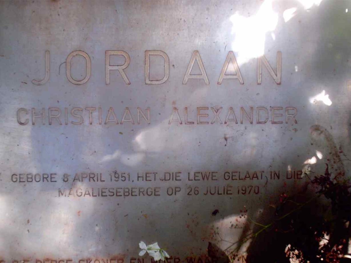 JORDAAN Christiaan Alexander 1951-1970