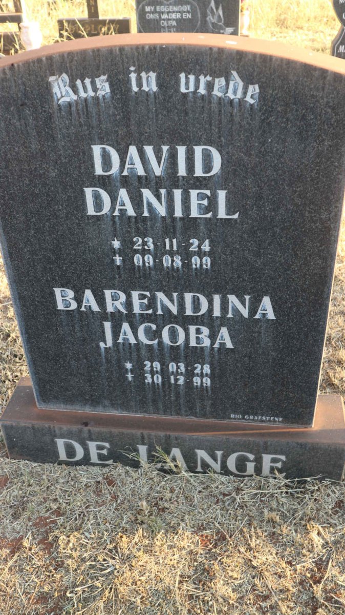 LANGE David Daniel, de 1924-1999 &amp; Barendina Jacoba 1928-1999