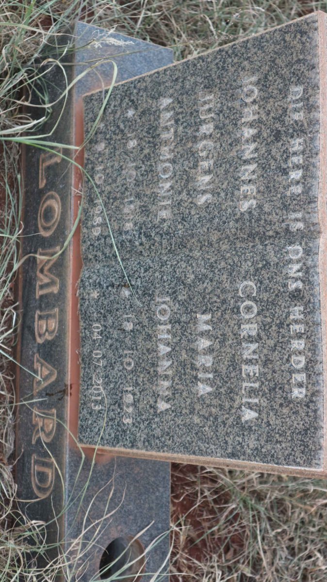 LOMBARD Johannes Jurgens Anthonie 1918-1989 &amp; Cornelia Maria Johanna 1923-2013