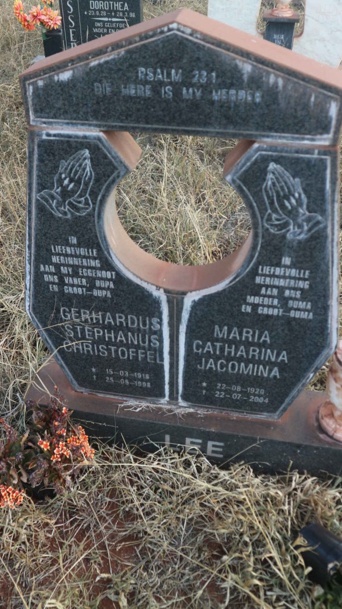 LEE Gerhardus Stephanus Christoffel 1918-1998 &amp; Maria Catharina Jacomina 1920-2004