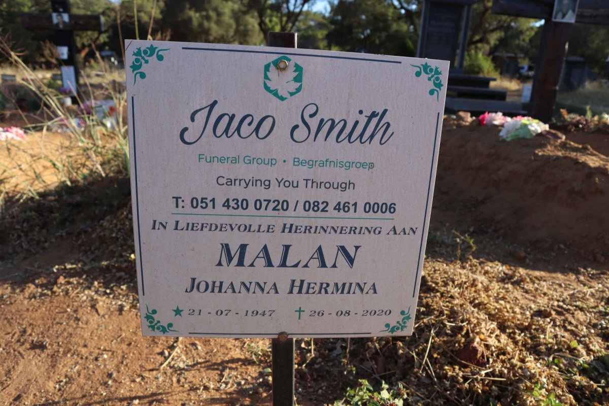 MALAN Johanna Hermina 1947-2020