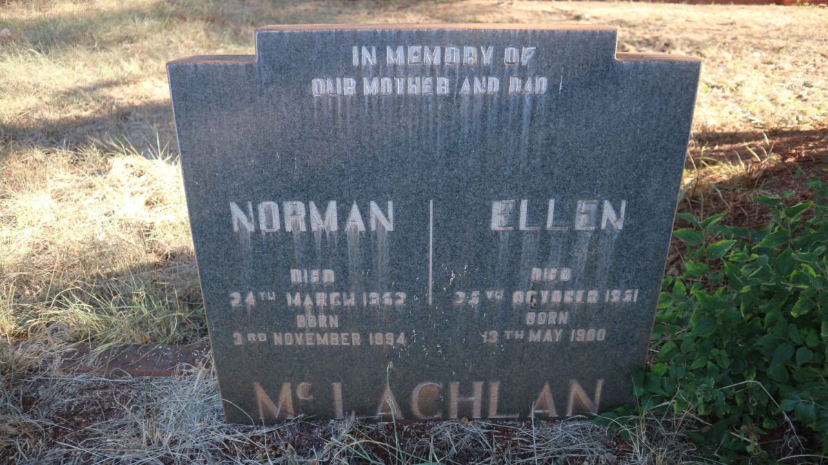 MCLACHLAN Norman 1894-19?2 &amp; Ellen 1900-1951