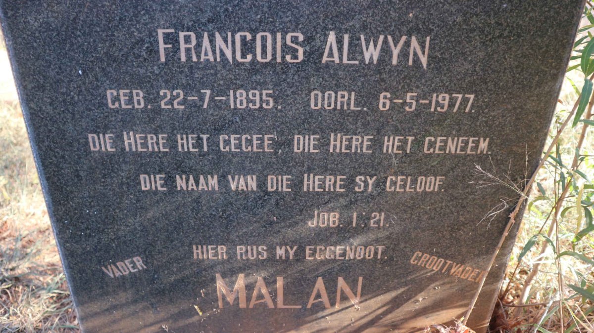 MALAN Francois Alwyn 1895-1977