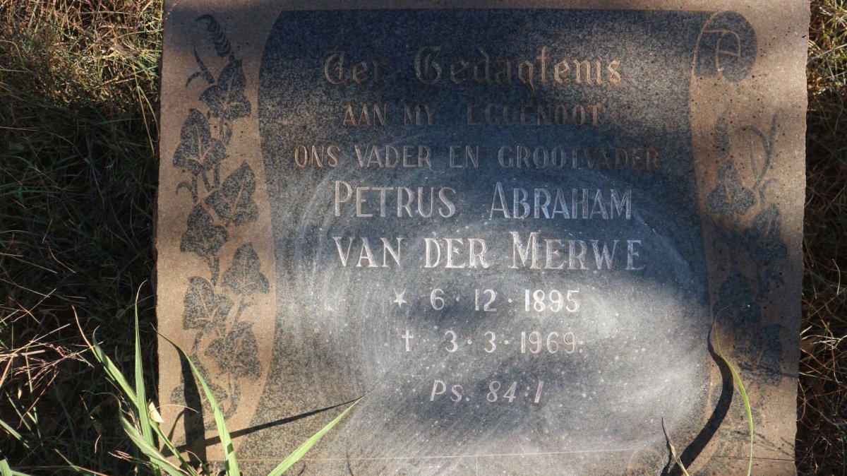 MERWE Petrus Abraham, van der 1895-1969
