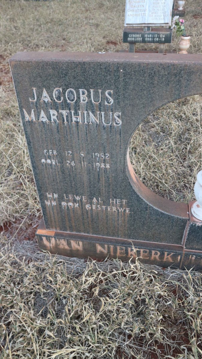 NIEKERK Jacobus Marthinus, van 1952-1988
