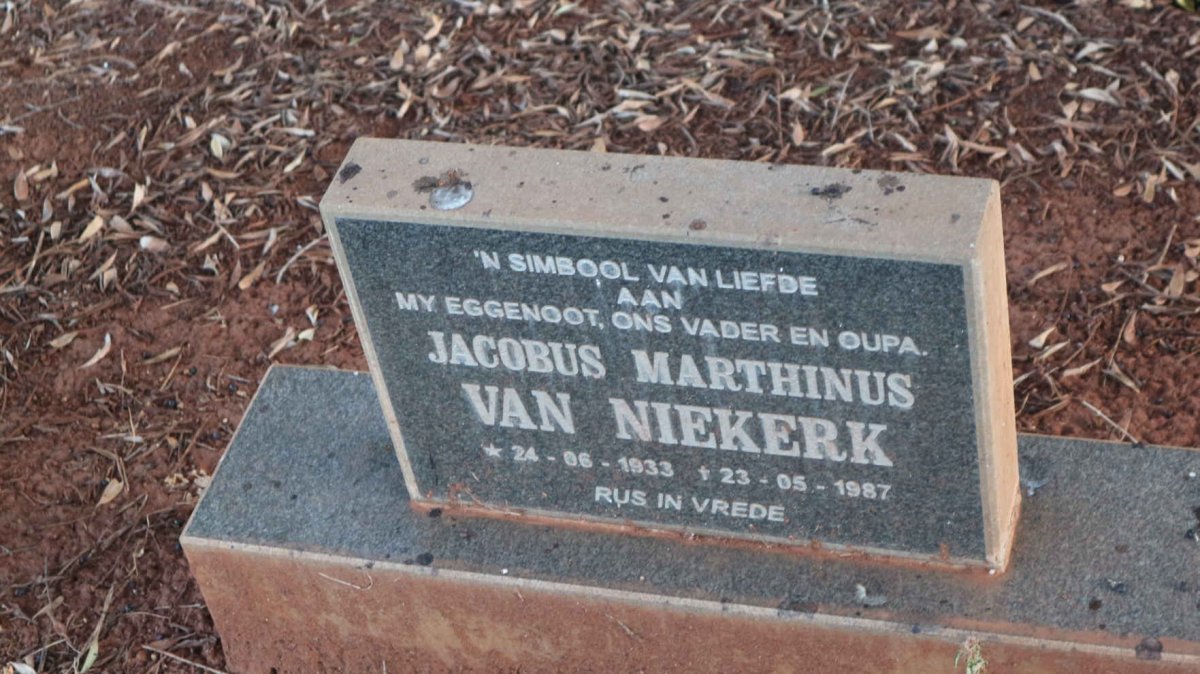 NIEKERK Jacobus Marthinus, van 1933-1987