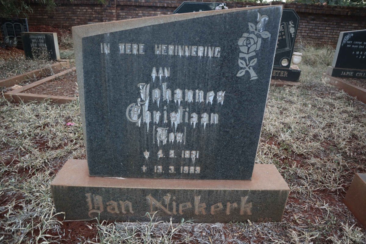 NIEKERK Johannes Christiaan, van 1921-1989