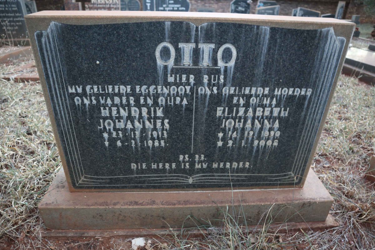 OTTO Hendrik Johannes 1913-1985 &amp; Elizabeth Johanna 1920-2008