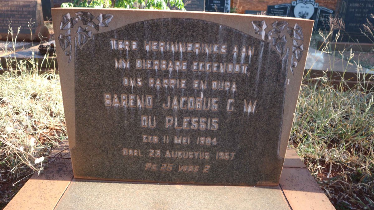 PLESSIS Barend Jacobus C.W., du 1904-1967