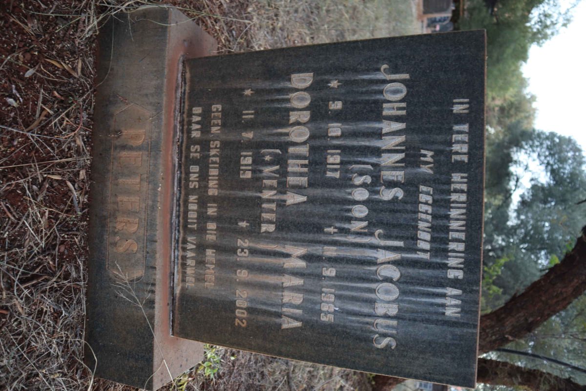 PETERS Johannes Jacobus 1917-1985 &amp; Dorothea Maria 1919-2002